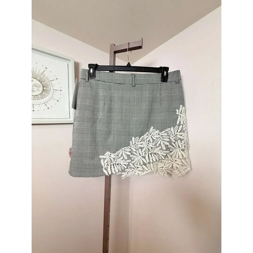 NWT Essential Antwerp Interior Crochet Mini Skirt Gray Size 44